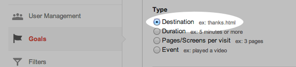 Select the destination type