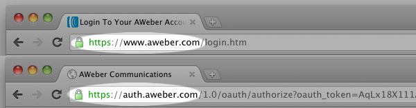 AWeber URL in Chrome