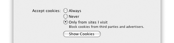 Change the cookies radio button