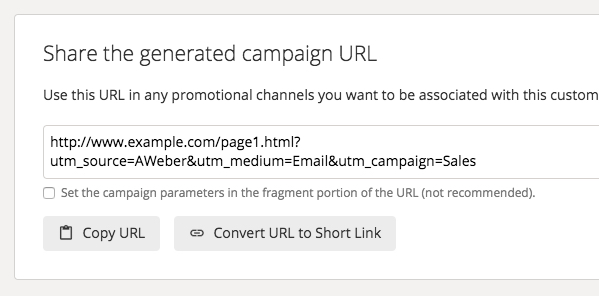 Copy the built URL