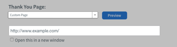 Setting a custom thank you page
