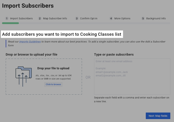 Make sure to select the correct list when importing subscribers