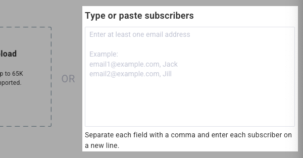 Type or paste subscribers box