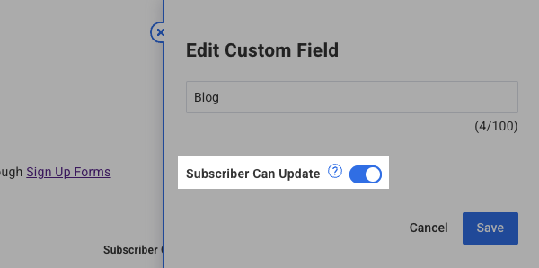 Subscriber Can Update option enabled