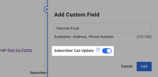 Subscriber Can Update slider enabled