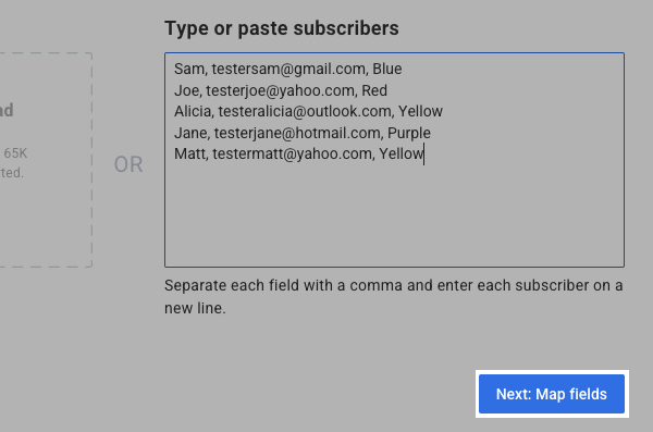 Next: Map fields button