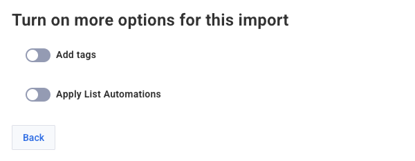 More options for importing