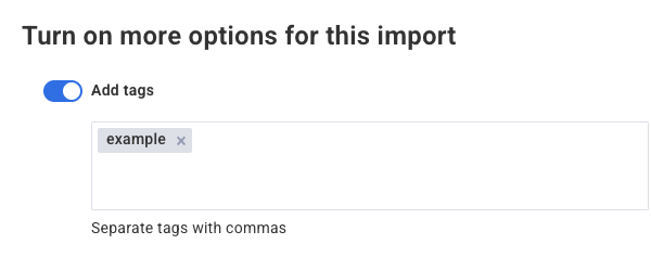 Adding tags to import