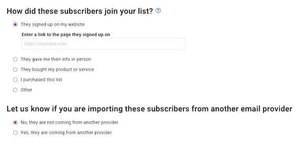 How subscribers were collected for the import
