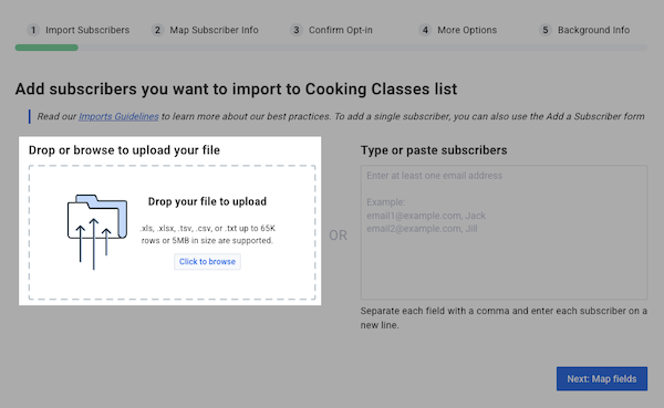 Upload your subscriber file