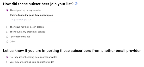Describe how subscribers joined the list