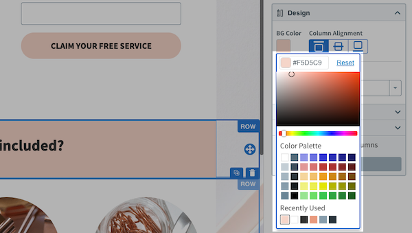 Choose from Color Picker, Color Palette, or Recently Used colors