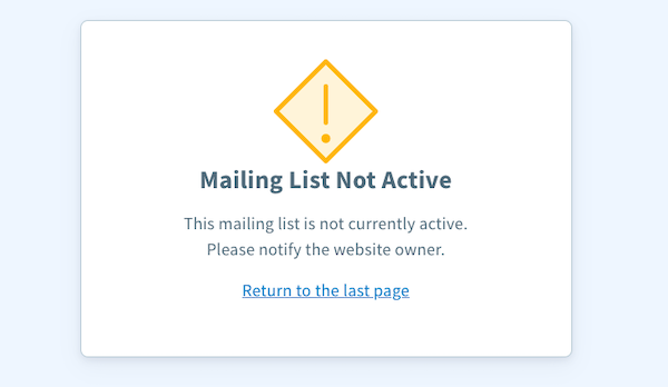 Mailing List Not Active
