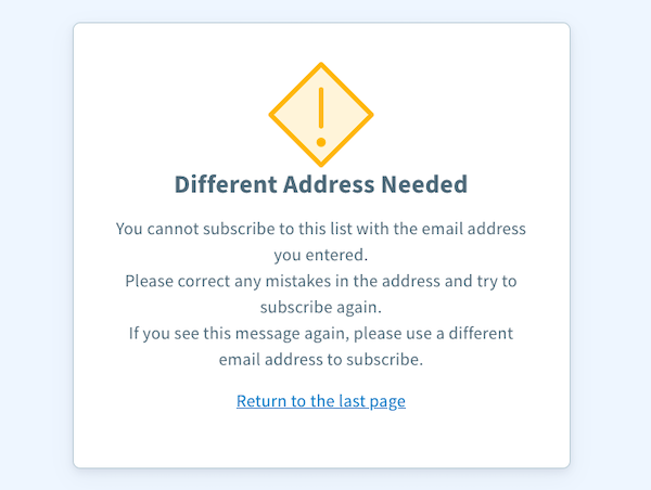 Different Address Needed