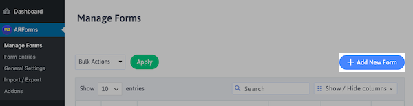 Click Add New Form
