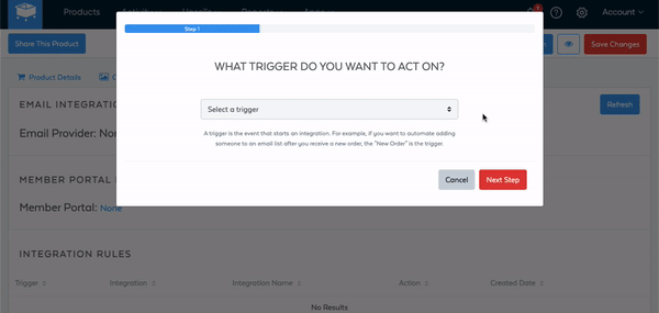 Select trigger event