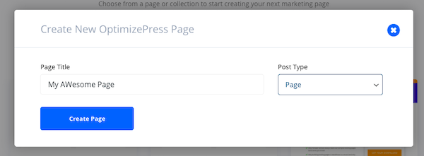 Add name and click Create Page