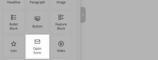 Drag Optin Form element into body