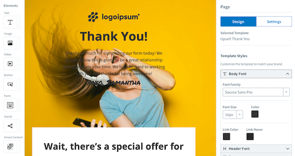 Landing page editor