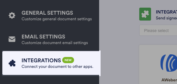 Click the Integrations option