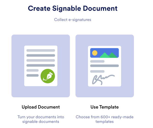 Select Upload Document or Use Template