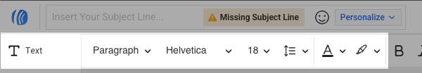 Text formatting bar at the top of the screen
