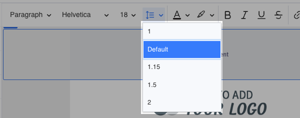 Line Height dropdown options
