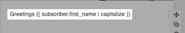 Greetings text with an example of first name personalization