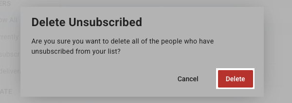 Click red delete button to confirm