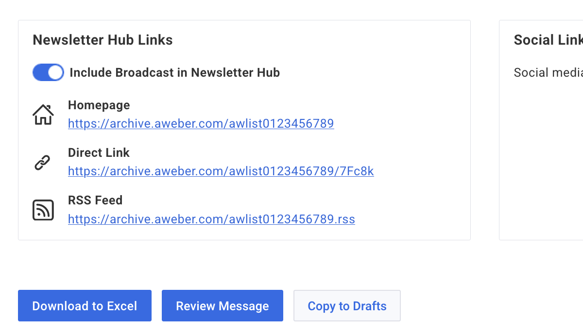 Newsletter Hub links