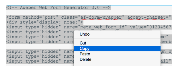 Copy and add code to page