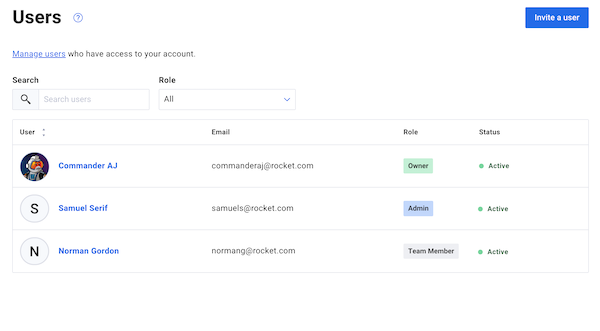 Users Management Page