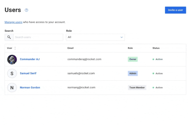 Click Invite a User button