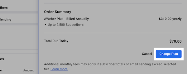 Change Plan button to confirm changes