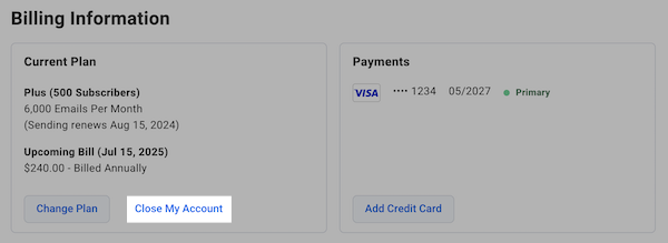 Click Close My Account