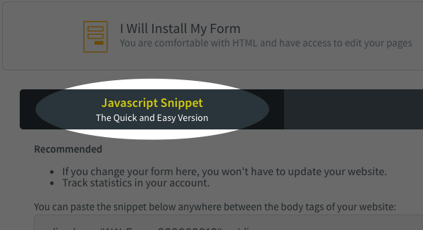 go to the publish step and choose to publish your own form. copy and paste the javascript code to the top of your body tags