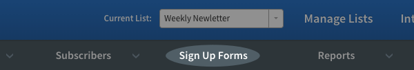 click on sign up forms aweber
