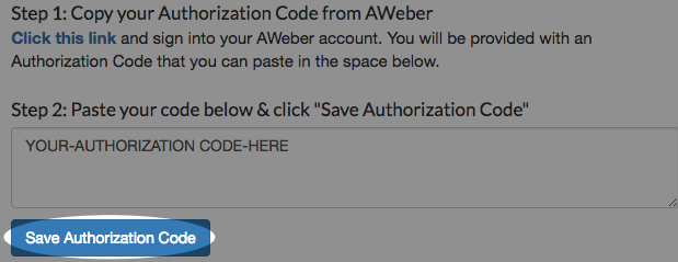 enter AWeber login information