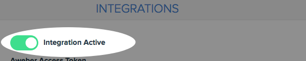 Toggle AWeber Integration to Active