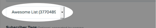 Select the AWeber list in the Dropdown menu