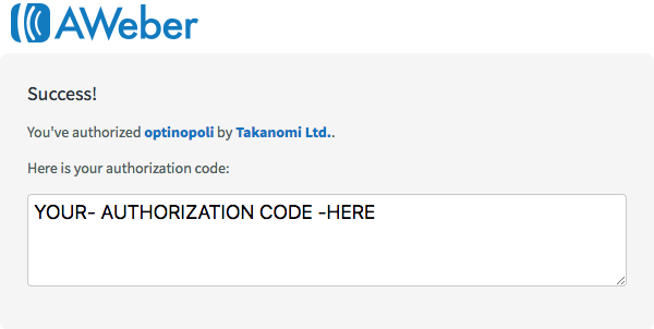 copy authorization code