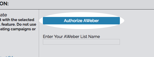 Authorize AWeber button