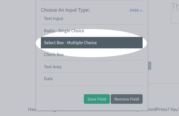 choose Select Box- Multiple Choice