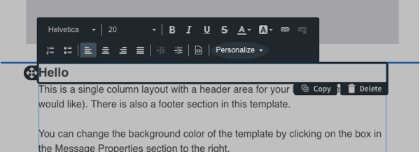 Click the Personalize button from the toolbar directly above where you're working