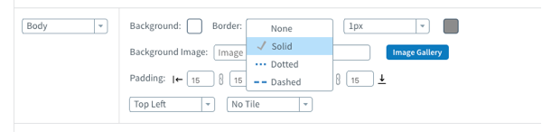 Select a border type from the drop-down menu