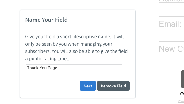 Name Your Field section