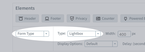 Form Type is Lightbox