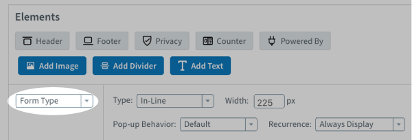 Form Type drop-down menu