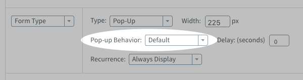 Pop-up Behavior section
