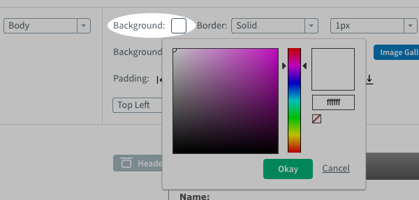 Click the Background icon to select a background color